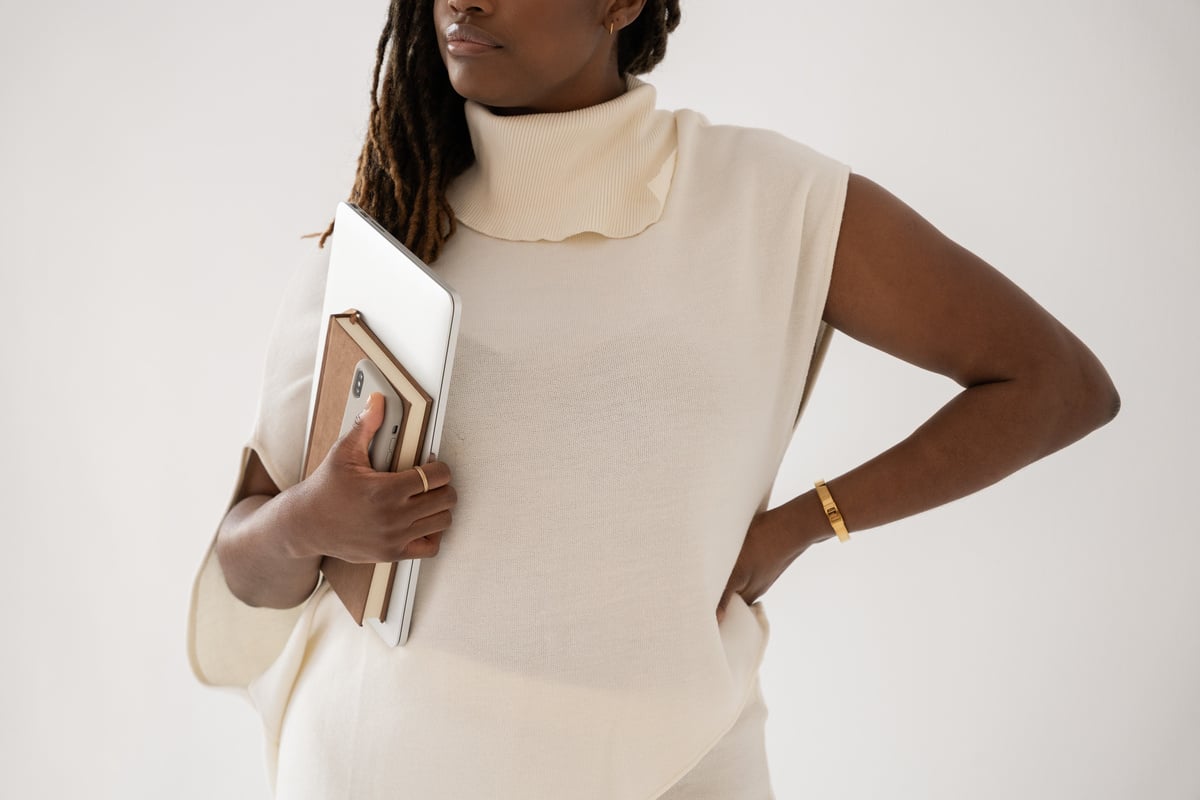 Elegant Office Business Woman Carrying Work Equipment